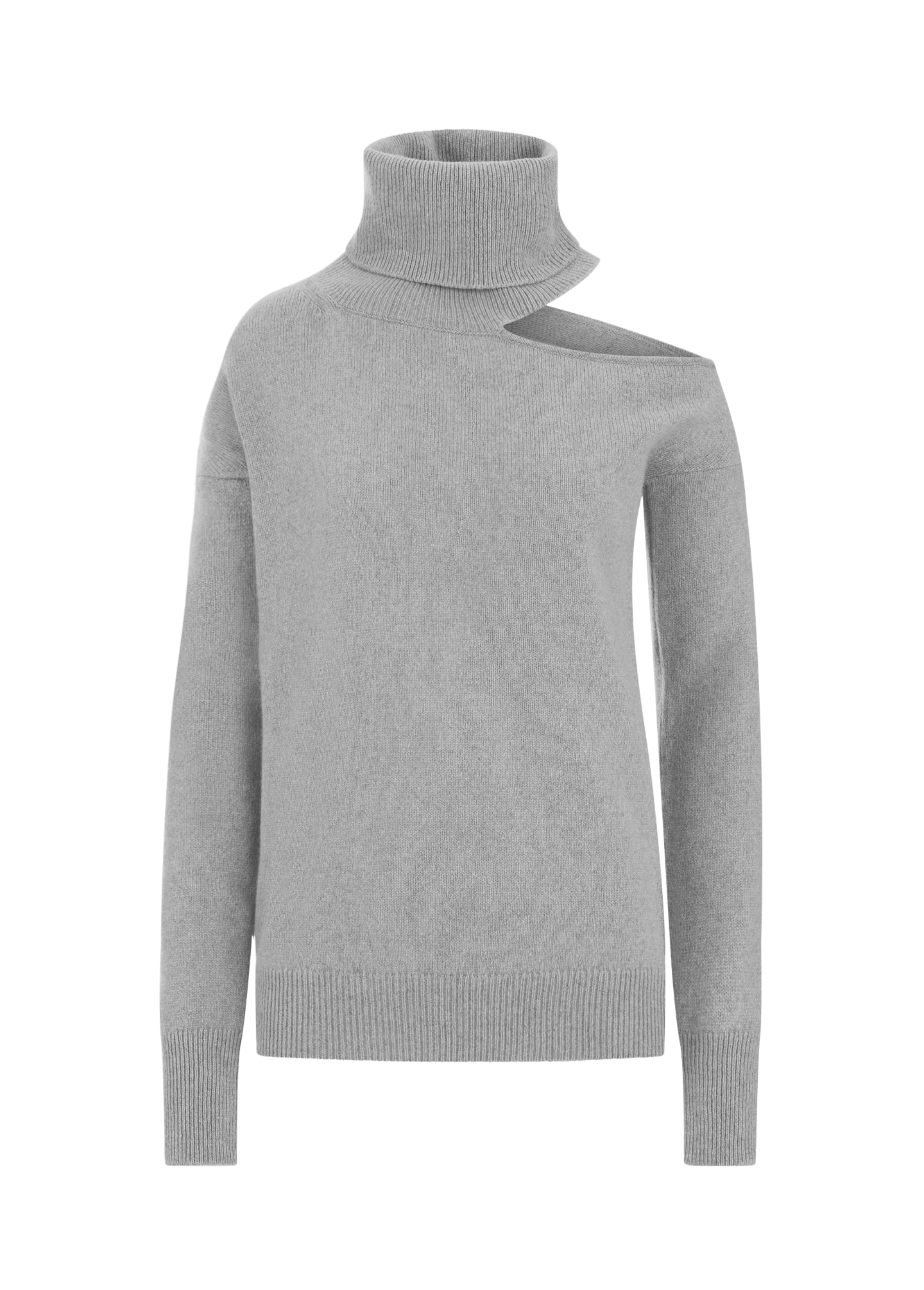 Grey cashmere turtle neck cut out jumper 