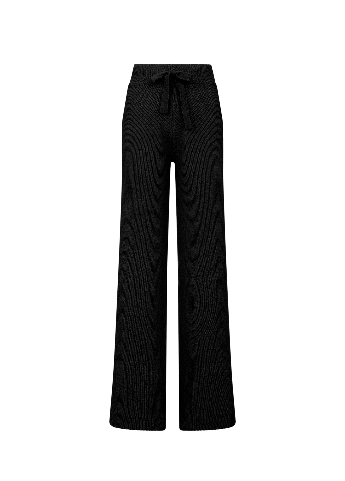 Women's ribbed cashmere wide leg pants Black