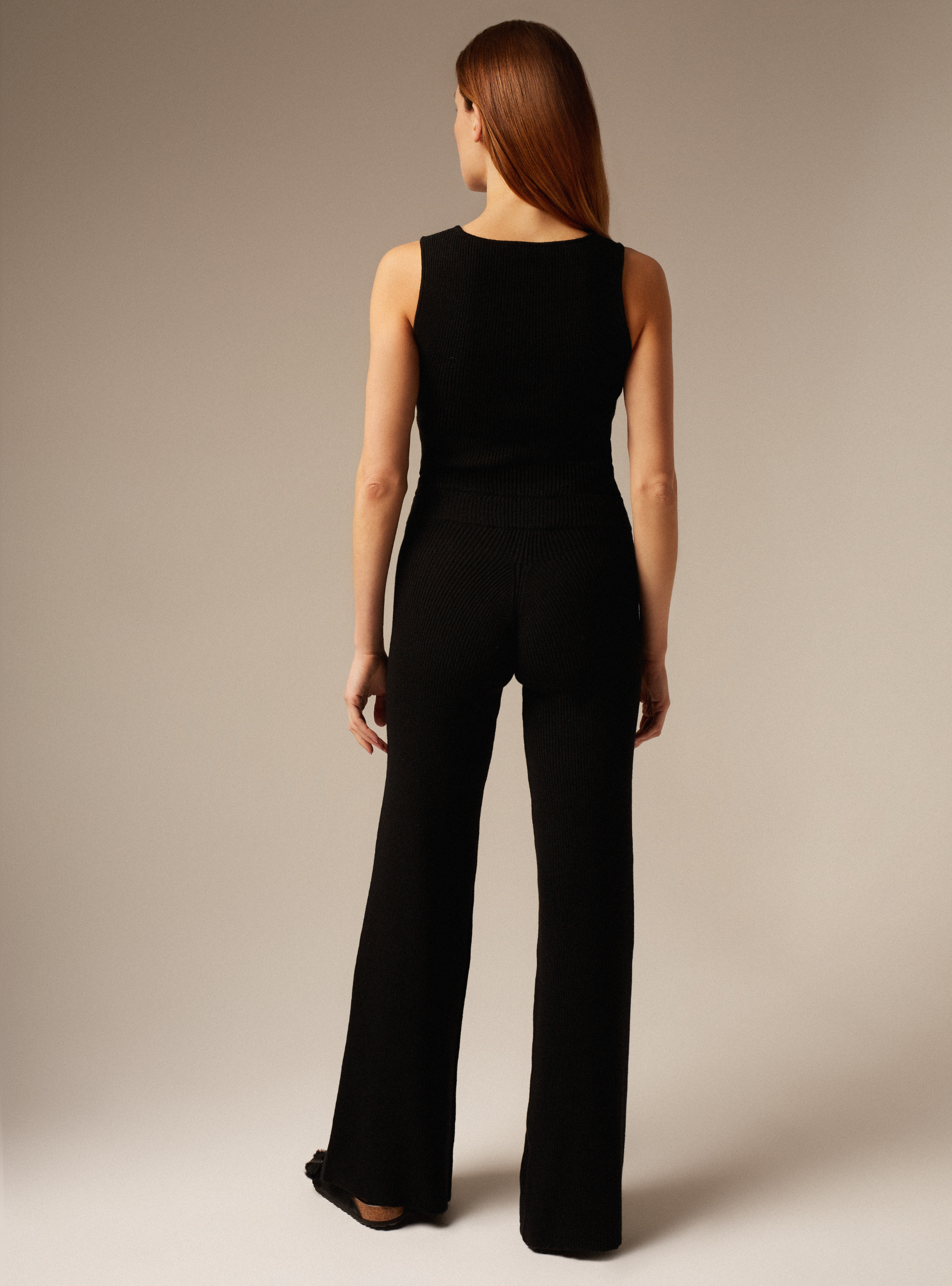 Black cashmere tank top women's knitwear